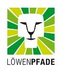 Logo der Internetseite Löwenpfade mit stilisiertem Löwenkopf