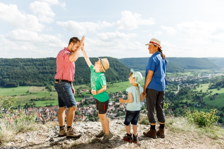 Family hiking on the Alb