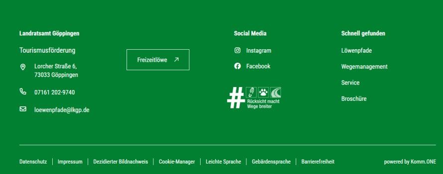 großer Infokasten mit Adresse, Öffnungszeiten und oft gesuchten Themen